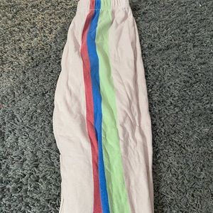 WildFox Pink Sweatpants with Colored Stripes